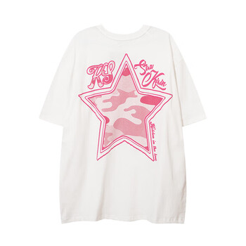 维络斯peacemarket夏季国潮五角星短袖t恤男女嘻哈街头oversize白色m