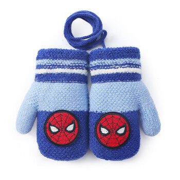 儿童手套男童宝宝手套冬天加绒保暖男孩幼儿小孩包指手套 022蓝色