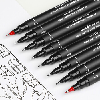 三菱（uni）0.5mm水性绘图针管笔 PIN-200美术设计描边笔勾线笔 深褐色 单支装