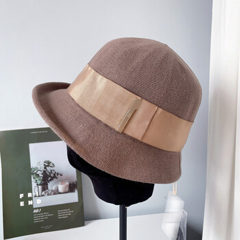 fangchi遮阳帽夏天针织渔夫帽女软边可折叠小礼帽百搭盆帽潮太阳帽