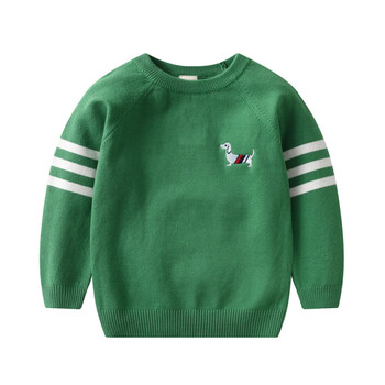町苎38岁男童毛衣秋款儿童小狗刺绣新款毛衣男孩子洋气打底针织衫绿色