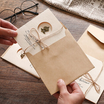 狮洛德 母亲节复古贺卡4张小卡片毕业礼物装饰卡高级感创意ins风生日邀请贺卡祝福留言卡含信封