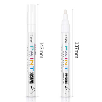 得力（deli）油漆笔马克笔 记号笔签到笔轮胎笔相册涂鸦笔 S558 白色 12支/盒 1盒装