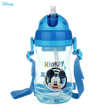 
                                        迪士尼/Disney宝宝饮水杯子防漏便携背带男女童喝水杯儿童水杯吸管杯 5855米奇蓝---300ML                