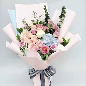 维纳斯鲜花速递同城配送玫瑰花香槟玫瑰红玫瑰韩式创意花束鲜花送女友闺蜜北京上海广州深圳一往情深 玫瑰绣球混搭韩式花束平时配送 图片价格品牌报价 京东