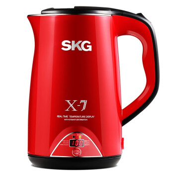 
                                        SKG电水壶1.7L304不锈钢电热水壶无缝内胆三层防烫三段保温水壶8041尊贵红                