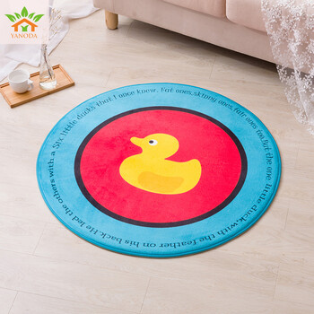 呀诺达圆形卡通地毯儿童卧室满铺客厅茶几家用床边电脑椅垫地毯 小