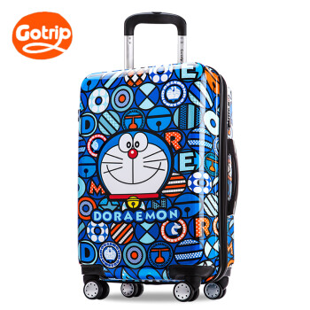 GOTRIP拉杆箱 哆啦A梦蓝色波普派对旅行箱拉风行李箱包卡通登机箱 20英寸