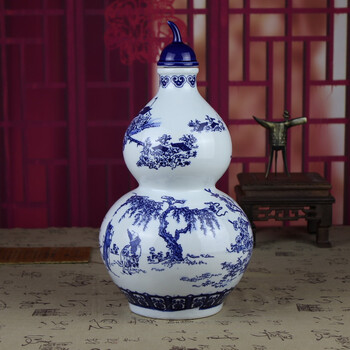 
                                        酒瓶酒具青花瓷酒坛子陶瓷5斤装景德镇红酒壶泡酒瓶储酒瓶泡酒坛杨梅酒瓶空酒瓶散酒瓶可定 葫芦瓶                