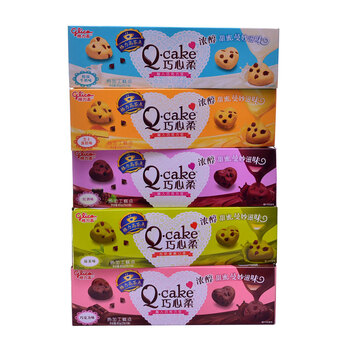 格力高巧心柔 (牛奶 芝士抹茶 红酒 巧克力随机发货)蛋糕味糕点 80g*5