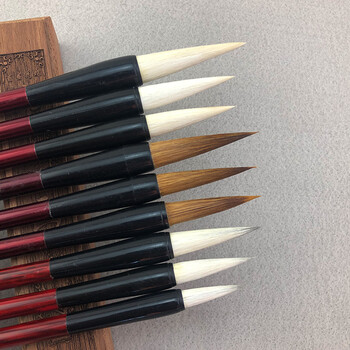 芬尚 文房四宝之毛笔  加健中白云毛笔 学生及初学者毛笔书法绘画课堂练习用笔出锋3cm