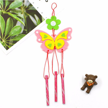 不织布创意风铃diy材料包儿童手工制作幼儿园子玩具 布艺风铃(4#蝴蝶)