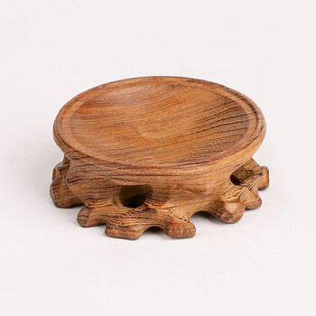 实木根雕葫芦木托 鸡翅木质奇石核桃水晶球镂空底座实木座红木礼物 8.