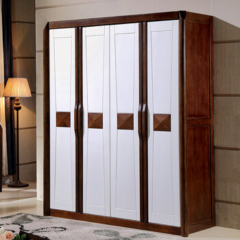 鸿祥云 实木衣柜 现代卧室套房家具三四五门衣柜实木衣橱中式大衣柜子
