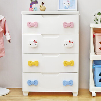 
                                        爱丽思IRIS Hellokitty塑料抽屉式收纳柜密闭防尘储物柜宝宝衣服整理柜KMG 白色 五层 56*44*102.5cm                