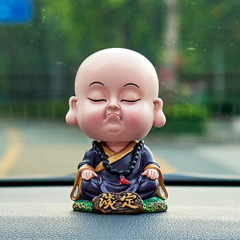 卡通人物摆设工艺品车载装饰车内装饰送朋友办公桌摆件可爱 摇头-淡定