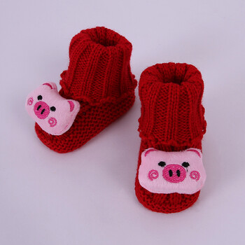 12鞋个-婴儿月春秋9 宝宝毛线鞋儿童鞋0-1岁婴幼儿学步鞋 红色 均码