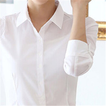 
                                        黛萍 新款女韩版职业修身白色长袖衬衫女装 白色 S                