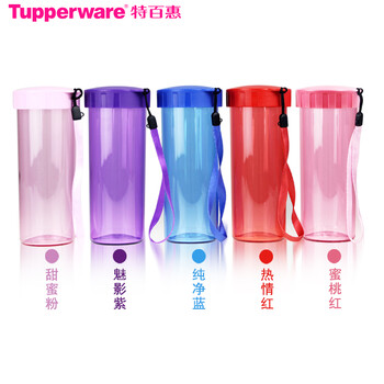 
                                                                                特百惠（Tupperware）水杯茶韵随心杯塑料杯500ml带杯绳茶隔 美唇红                