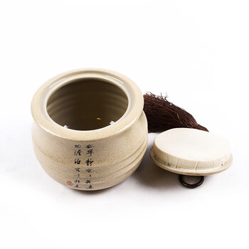 
                                        雅轾茗品 粗陶茶叶罐 陶瓷茶叶罐 荷塘夜色 老岩泥密封储茶醒茶罐 复古普洱紫砂茶叶罐陶瓷                