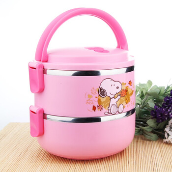 史努比（SNOOPY） 快乐不锈钢保温饭盒1800ml DF-8007R 红色