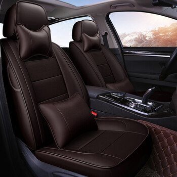 博紫全包围真皮汽车座椅套七座suv专用四季坐垫套2021新款 咖啡色_全
