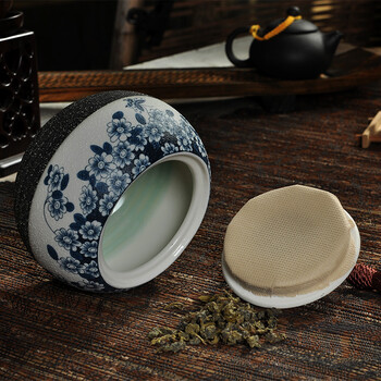 品瓷汇 雪花釉 陶瓷  茶叶盒 珍珠釉醒茶罐 茶叶罐 蝶恋花