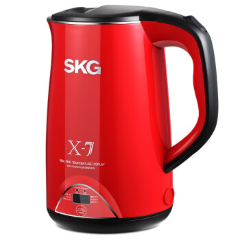 
                                        SKG电水壶1.7L304不锈钢电热水壶无缝内胆三层防烫三段保温水壶8041尊贵红                