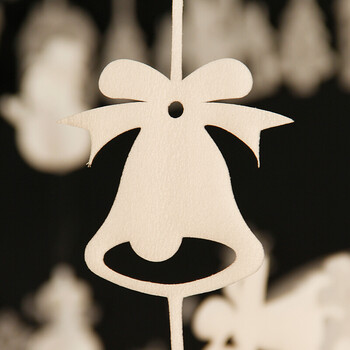 圣诞节装饰雪花片泡沫贴条圣诞树橱窗挂饰白色雪花串 白色铃铛挂件一