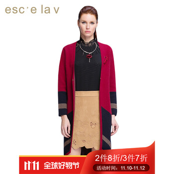 esc'e la v 伊诗夏兰薇秋季新品针织毛大衣FOH