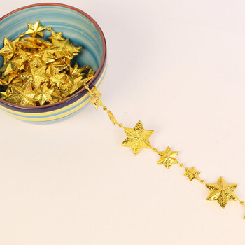 2米金银红色五角星棉线圣诞珠串链条串珠链圣诞装饰挂饰 金色【图片 