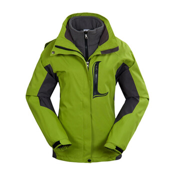 新款户外运动冲锋衣女 抓绒两件套防风防水钓鱼服 果绿色 xxl
