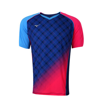 mizuno美津浓乒乓球服短袖男速干透气v领t恤运动服 82ct7508 藏青红 l