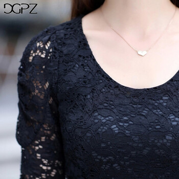 
                                        DGPZ2017春季新款连衣裙新女装显瘦蕾丝女裙女款672 酒红色 XL                