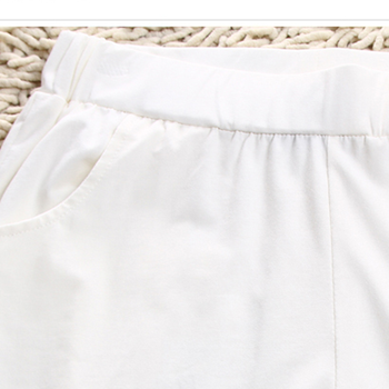 柯仕道2015夏季女装新款休闲套装薄款短袖七分裤运动服两件套H957 白色 M
