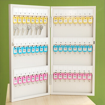 得力(deli)48位三排安全实用带锁钥匙管理箱/钥匙盒/应急钥匙柜壁挂/含钥匙牌 多色标识钥匙存放箱