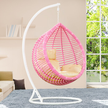 秋千吊椅室内吊床庭院摇椅掉椅阳台懒人吊篮藤椅 粉红色