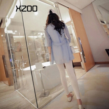 XZOO2015新款夏女装韩版短透明薄外套大码纯色空调衫 蓝色 L