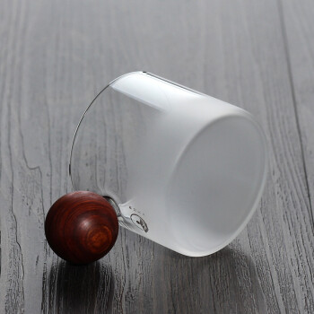 唐兴 创意木把玻璃茶杯耐热玻璃高硼硅透明磨砂品茗杯主人杯个人小茶杯 满月杯 红檀木把 1个