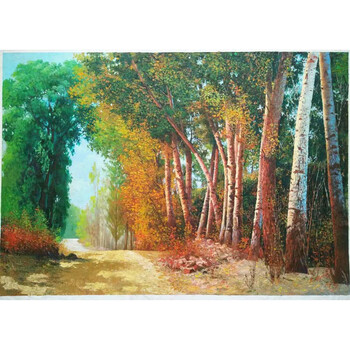 朝鲜油画一级画家 明革《林间小道》