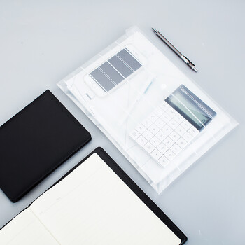 得力（deli）10只A4加厚磨砂质感透明文件袋 条纹资料袋按扣档案袋合同 试卷票据收纳袋 学习用品 8302