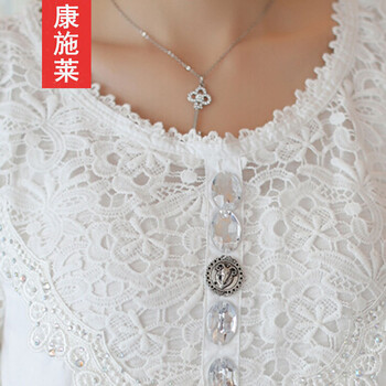 康施莱 2016小香风a字蕾丝衫拼接打底衫雪纺衫时尚斗篷裙摆式上装 黑色 M