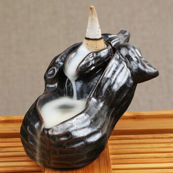 芳夕 烟倒流香炉 锥香沉檀塔香陶瓷香薰焚香炉 香道 高山流水送香 百莲好合 送香10粒
