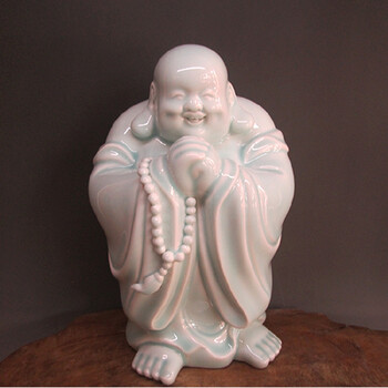 陶瓷弥勒佛像笑佛家居饰品人物客厅电视柜办公室摆件艺术品定制 a款影