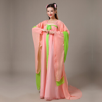 武则天同款唐朝古装公主女性汉服齐胸襦裙古代服装仙女舞蹈演出服 橘