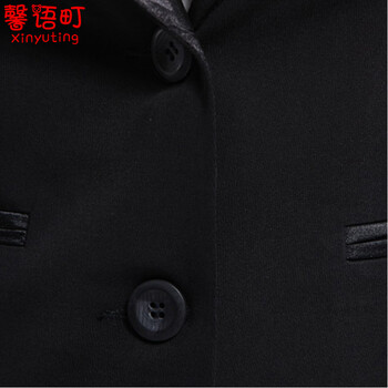 磬语町2015秋季新款OL职业套装韩版时尚女士正装修身工作服8022 黑色 XL