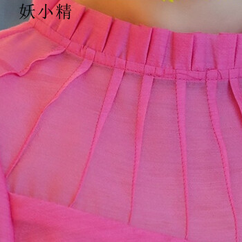 妖小精 衬衫 女 2016秋装新款韩版荷叶边立领雪纺衫女长袖打底上衣-782 玫红色 M