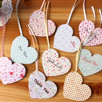 韩国创意爱心形小卡片 圣诞节情人节贺卡节日活动心愿留言卡 小碎花