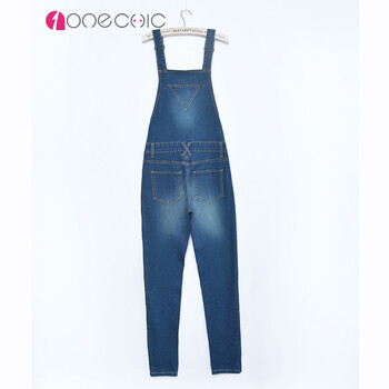 ONECHIC 牛仔背带裤女2015春季新款牛仔裤 弹力修身显瘦连体裤 蓝色 L