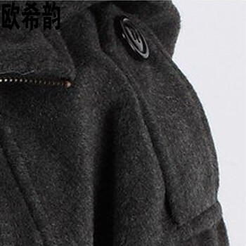 欧希韵 2016秋冬装新款韩版女装毛呢外套女中长款大码呢子大衣连帽风衣潮2869 灰色 XL